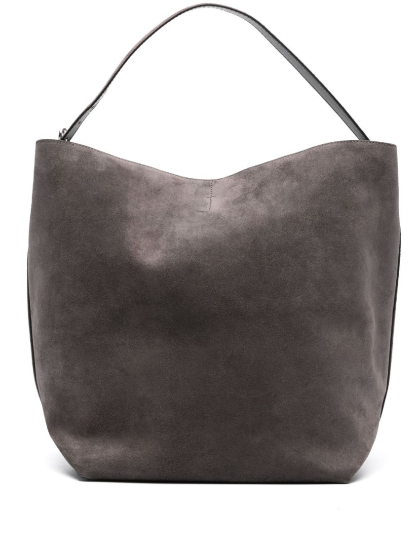 Open-top suede tote bag - Grey