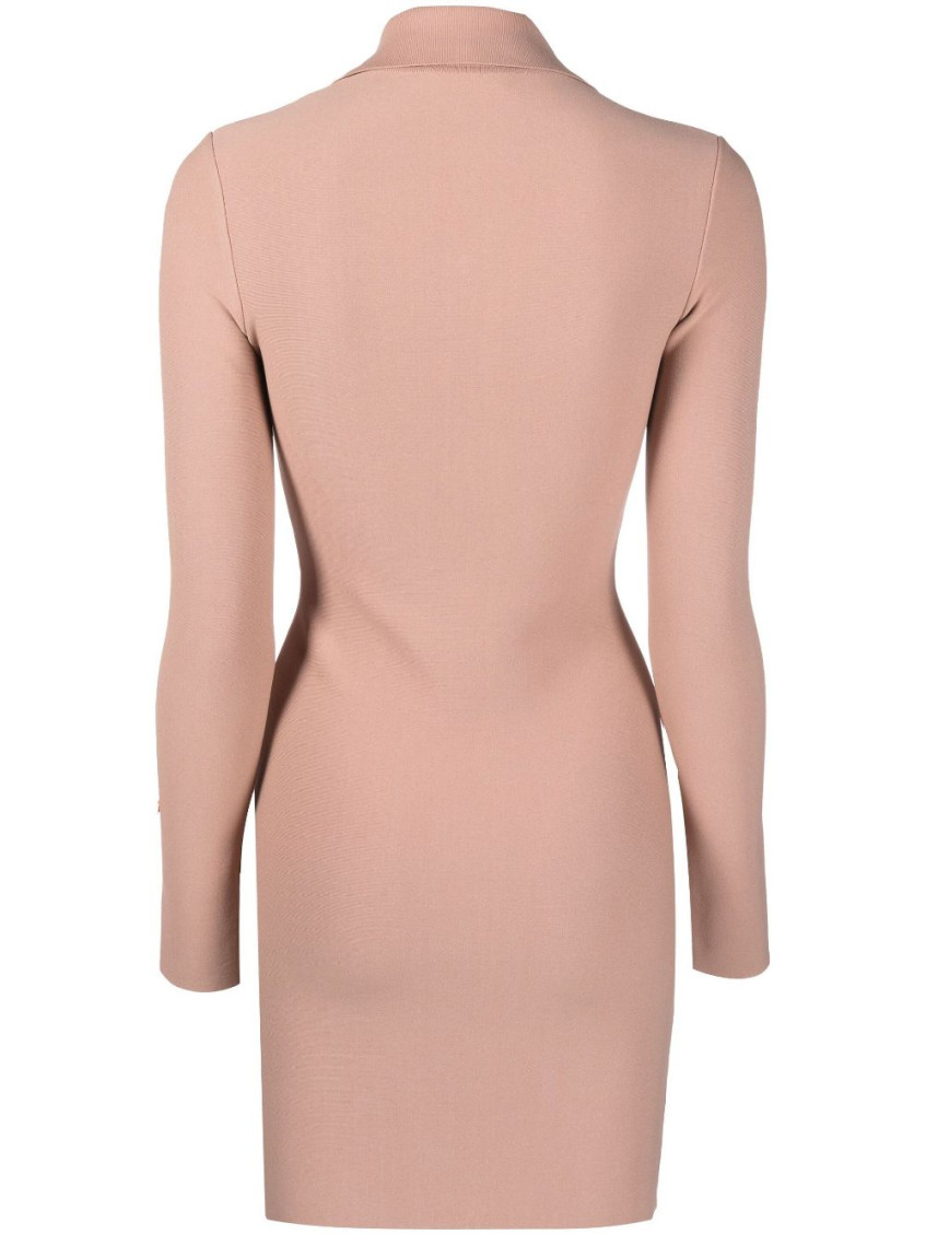 Peach Half zip Fastening Mini Dress