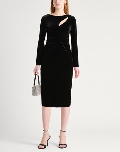 Woman Midi dress Black Size M Polyester, Elastane