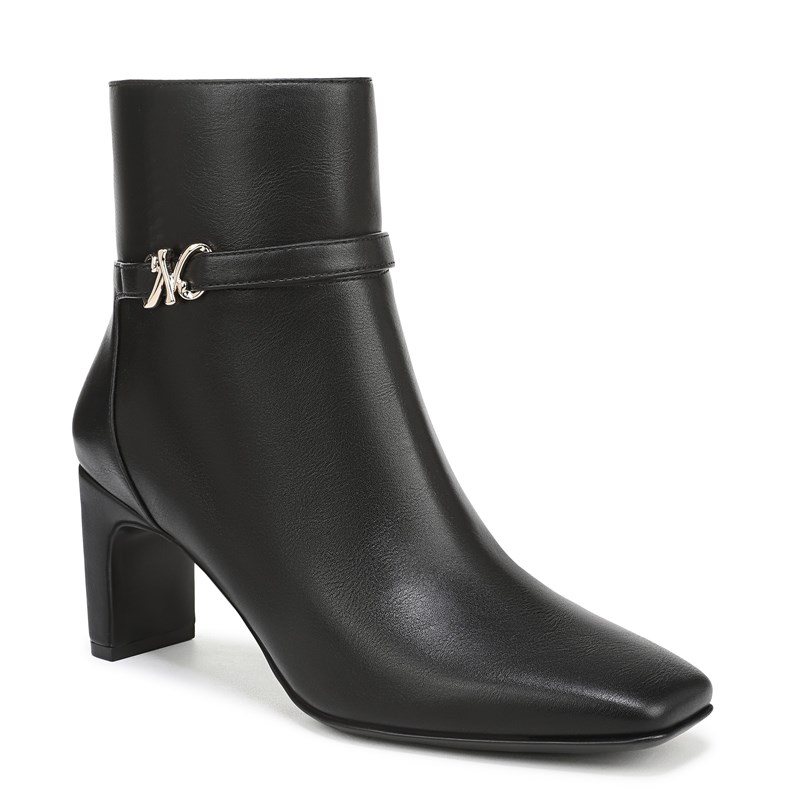 Nanette Ankle Bootie Boots, Black Faux Leather