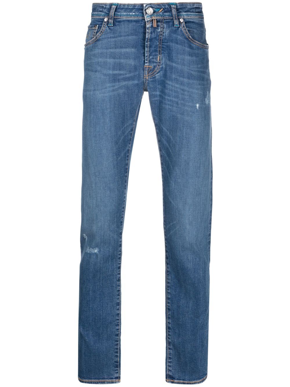 Logo-patch straight-leg jeans - Blue
