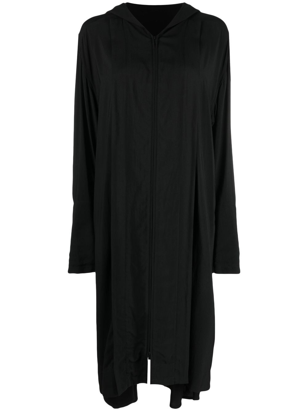 Asymmetric hooded coat - Black