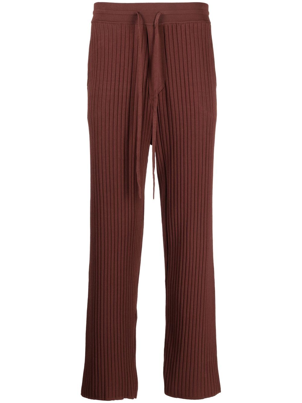 Ribbed straight-leg trousers - Brown