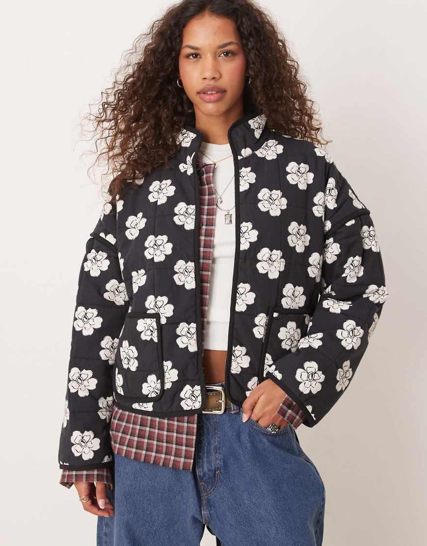 Chloe floral print padded jacket in night blooms-Multi