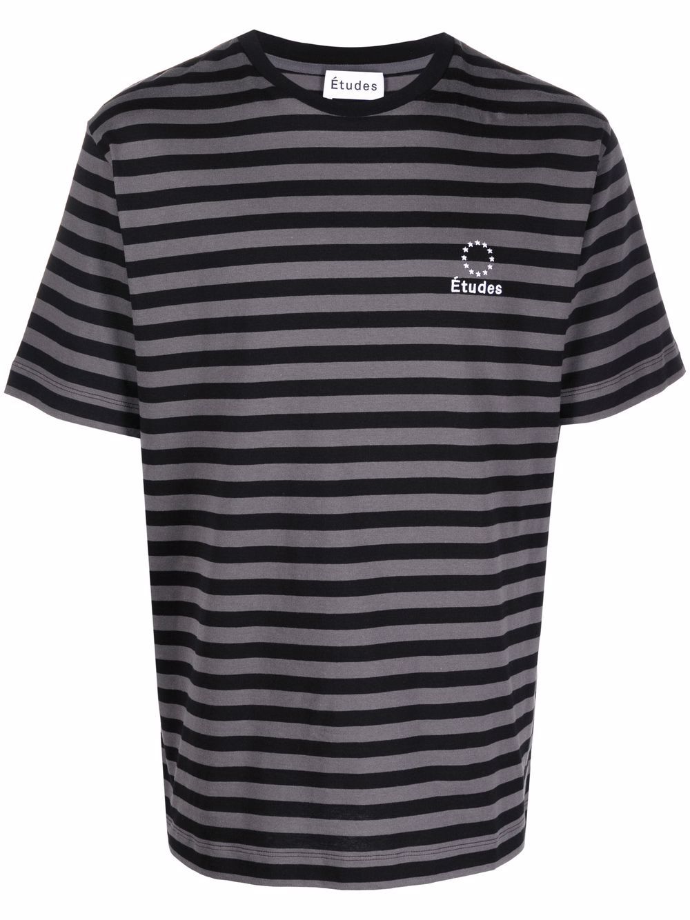 Striped logo-embroidered T-shirt - Grey