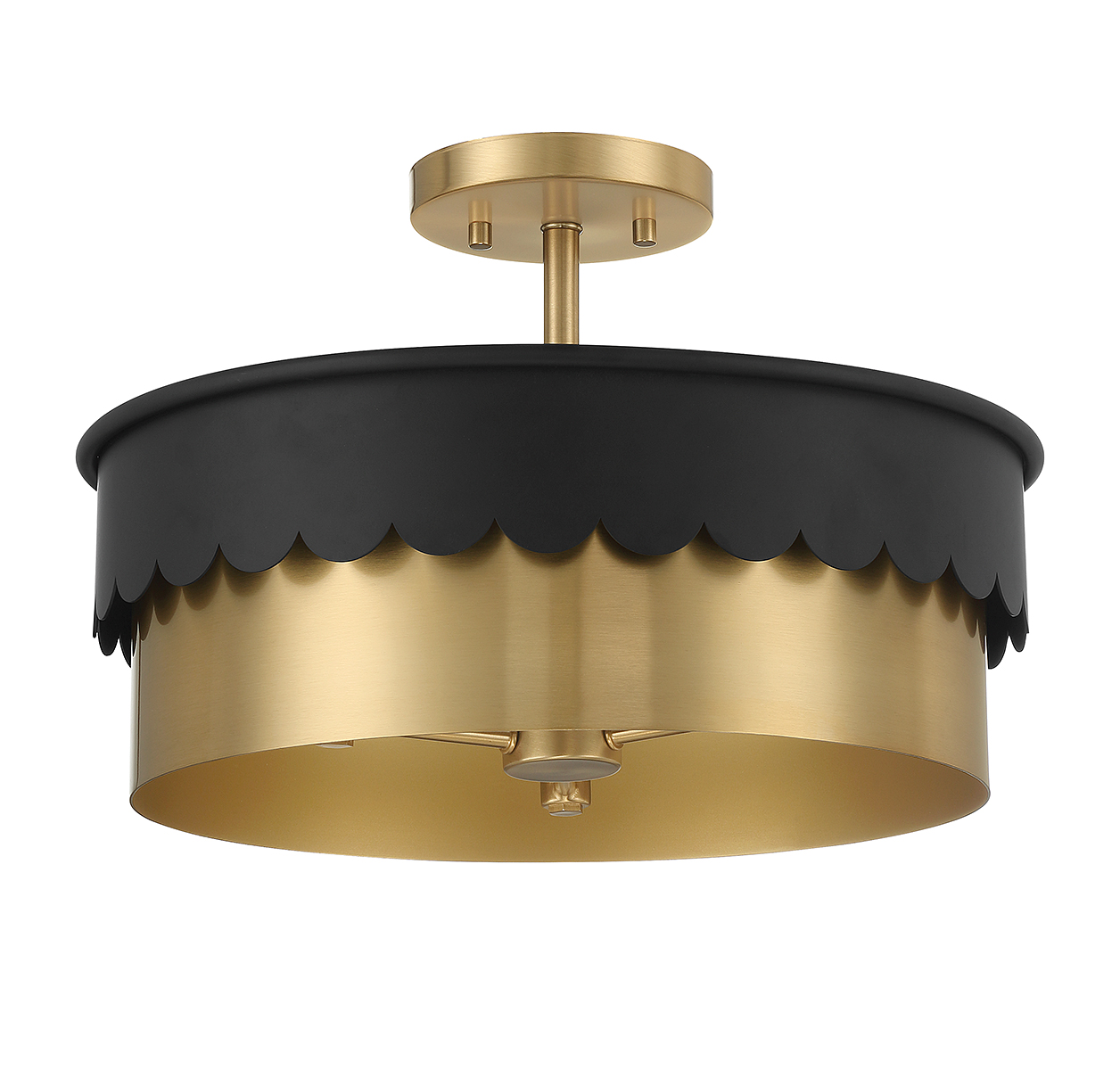 Trade Winds Suzy 3-Light Ceiling Light in Matte Black and Natural Bra