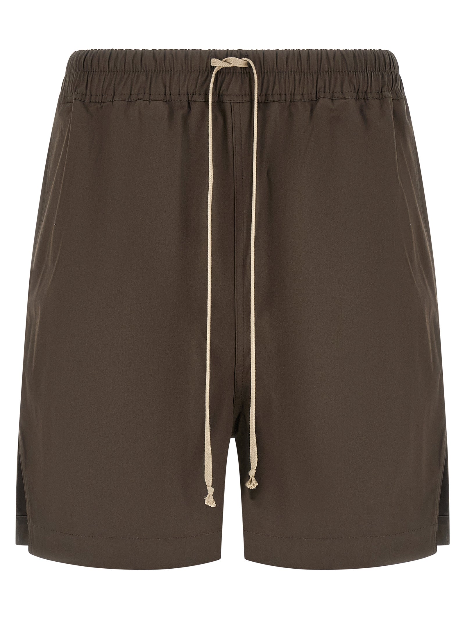 Cotton Drawstring Bermuda Shorts — Brown