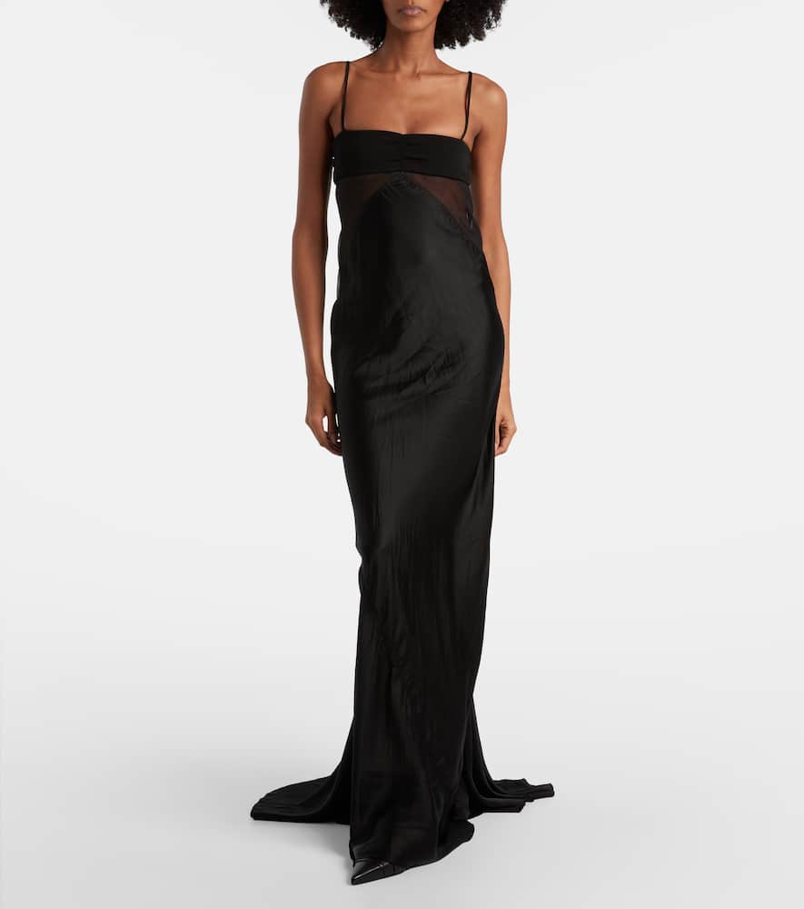 Combo silk-trimmed satin gown