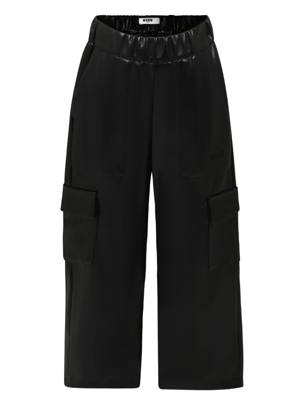 Elasticated-waist cargo trousers - Black