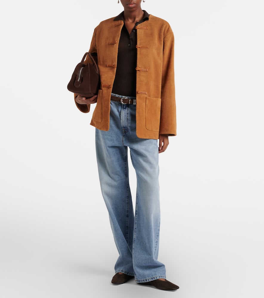 Róhe Leather-trimmed suede jacket
