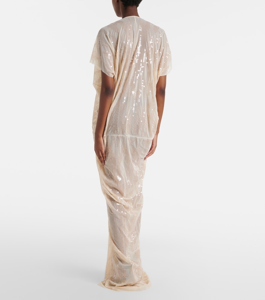 Lilies gathered sequined tulle gown