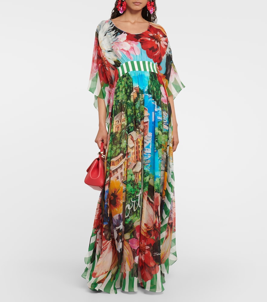 Portofino printed silk chiffon gown
