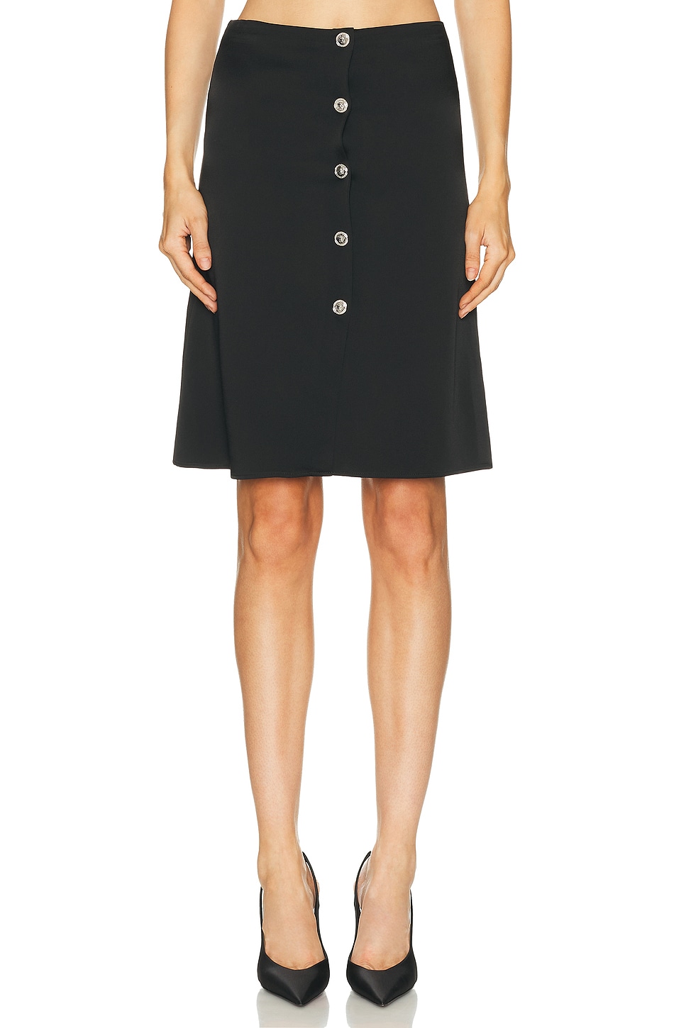 VERSACE Satin Mini Skirt in Black - Black. 40 also