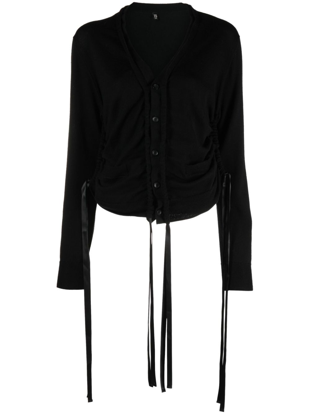 Drawstring merino cardigan - Black