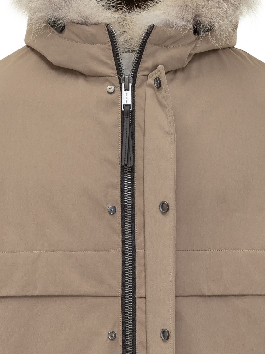 Beige Solid Hood Jacket