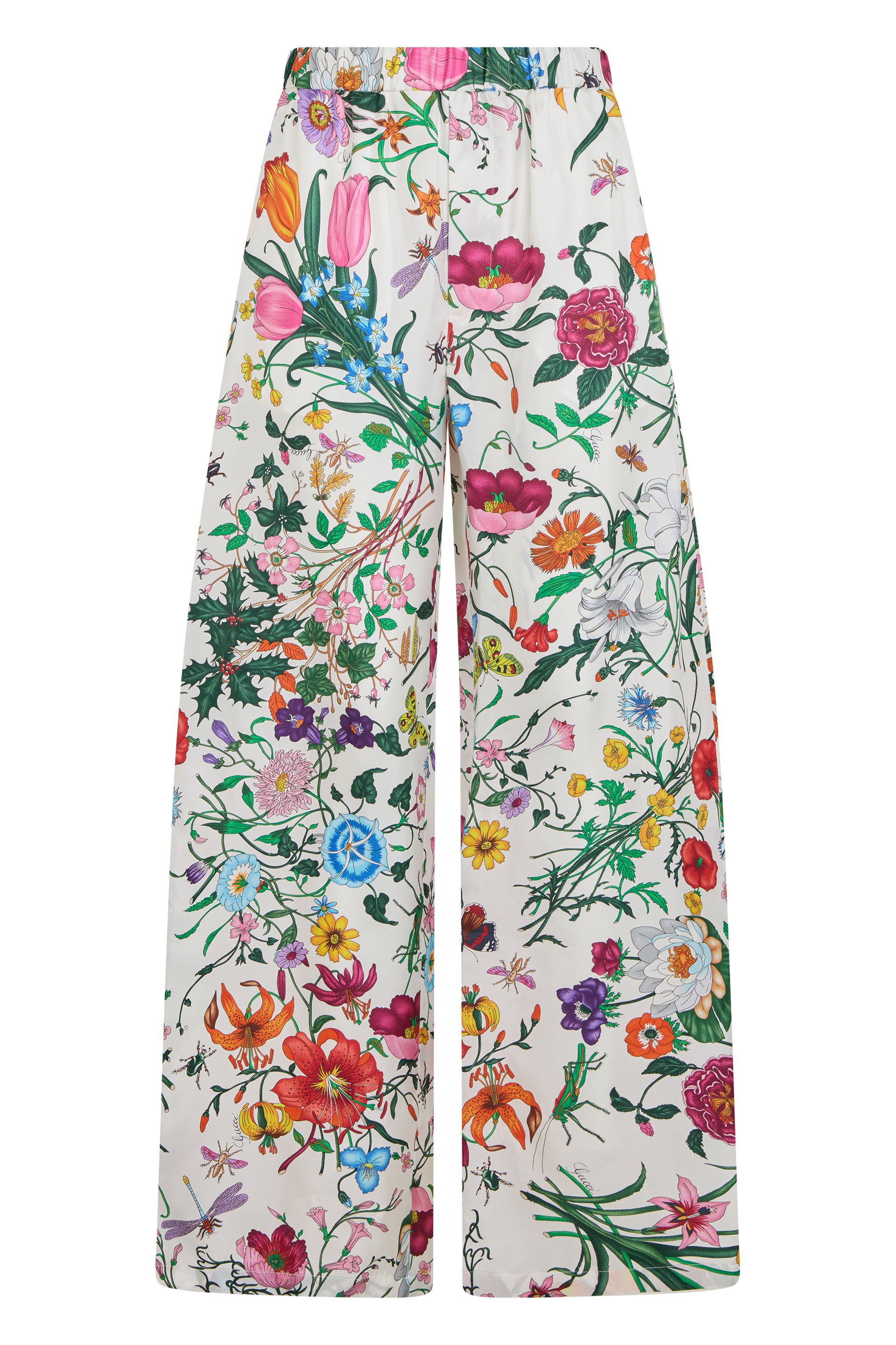 Floral Silk Wide-Leg Palazzo Pants