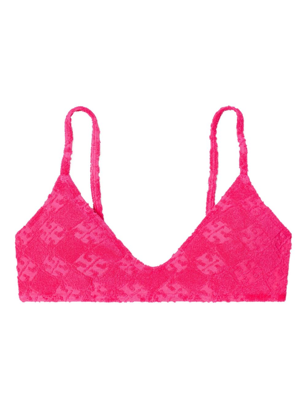 Logo-Jacquard Terry Bikini Top — Pink