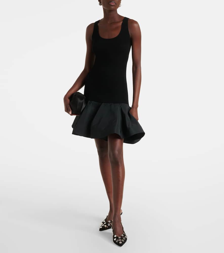 Peplum cotton-blend midi dress