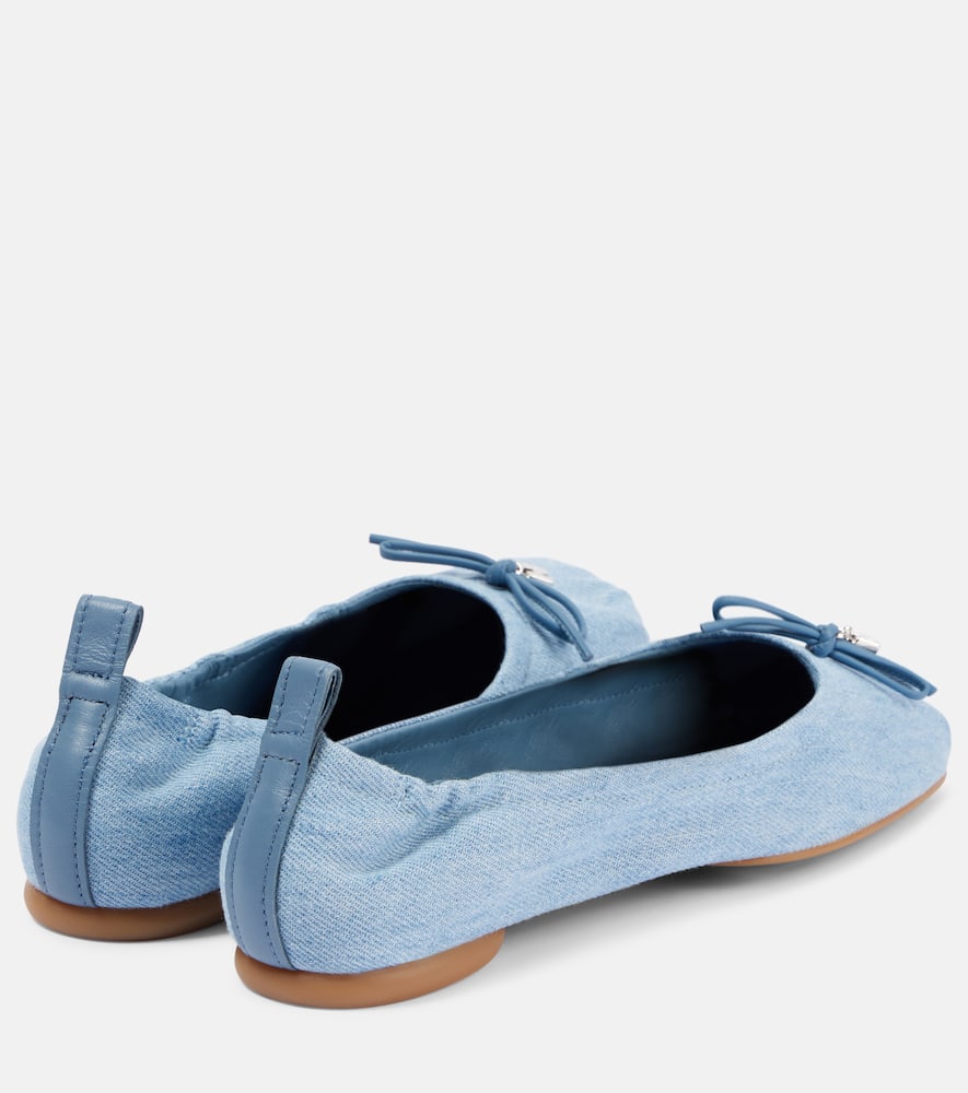 H684 bow-detail denim ballet flats