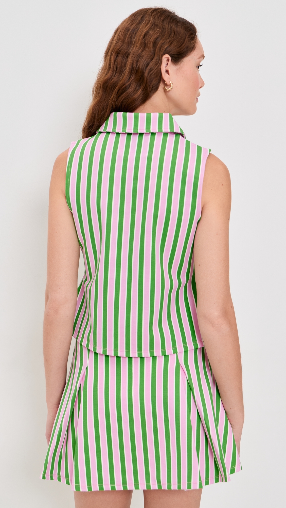 Sleeveless Virginian Polo Key Lime/Bubblegum Stripe