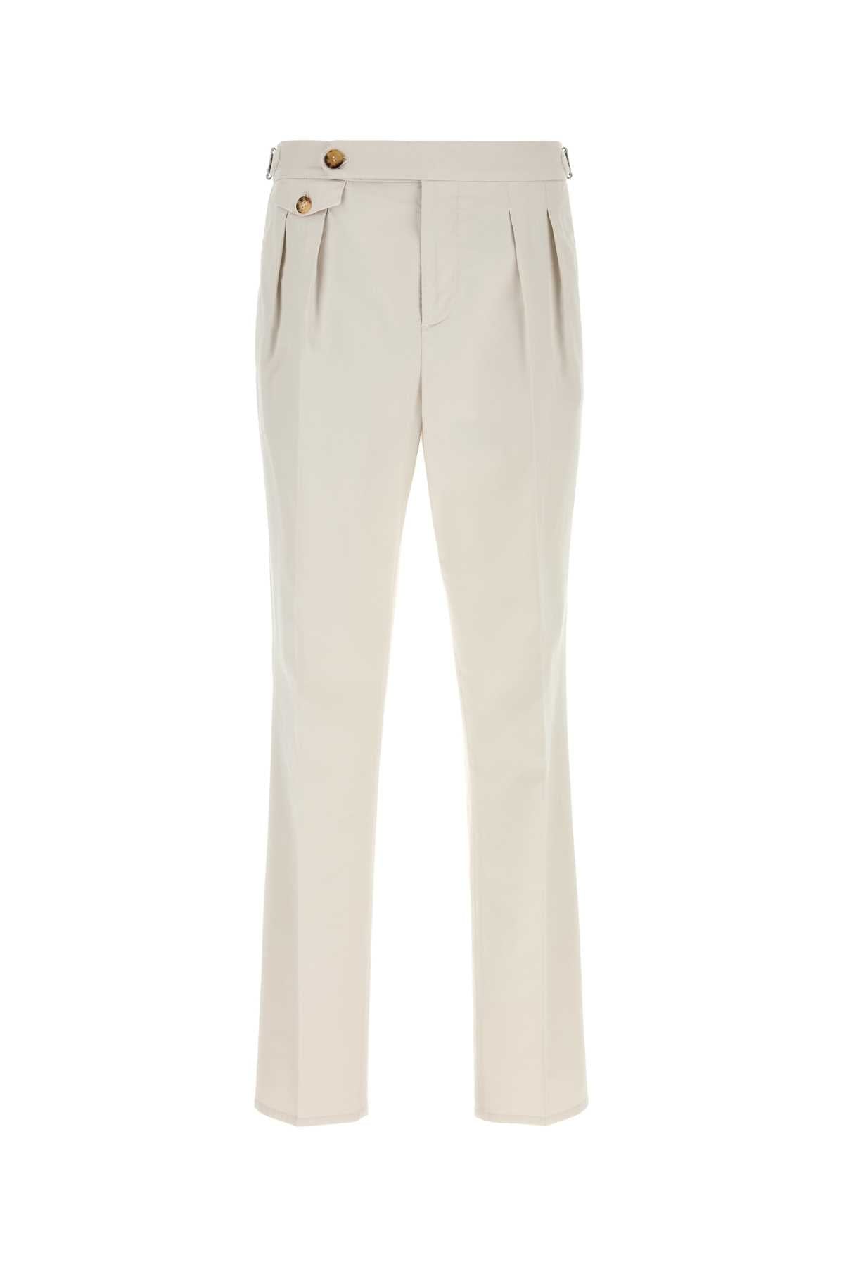 Cotton-Elastane Trousers — Beige