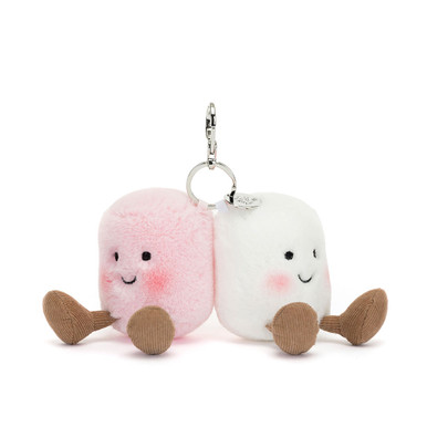 Amuseables Pair of Marshmallows Bag Charm Soft Toy Keyring Mini Plush Keychain Stuffed Animal Keychain Bag Accessory Multicolor