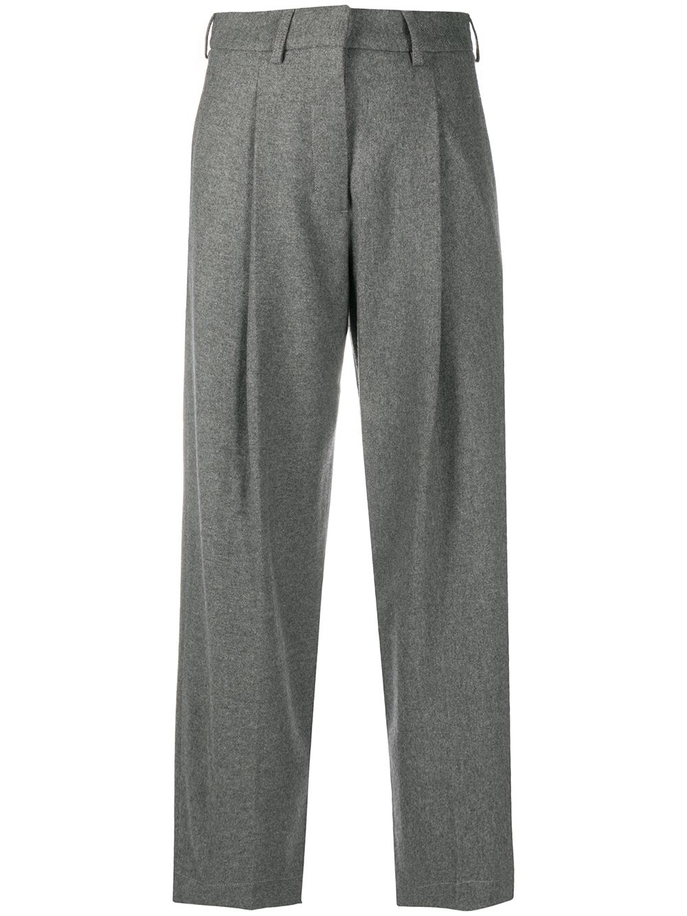 High-waisted cropped trousers - Grey