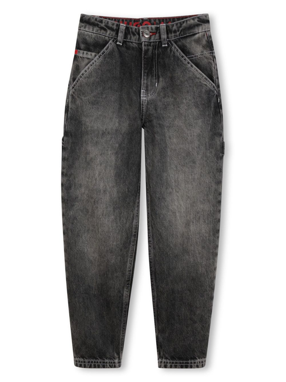 Logo-patch tapered trousers - Black