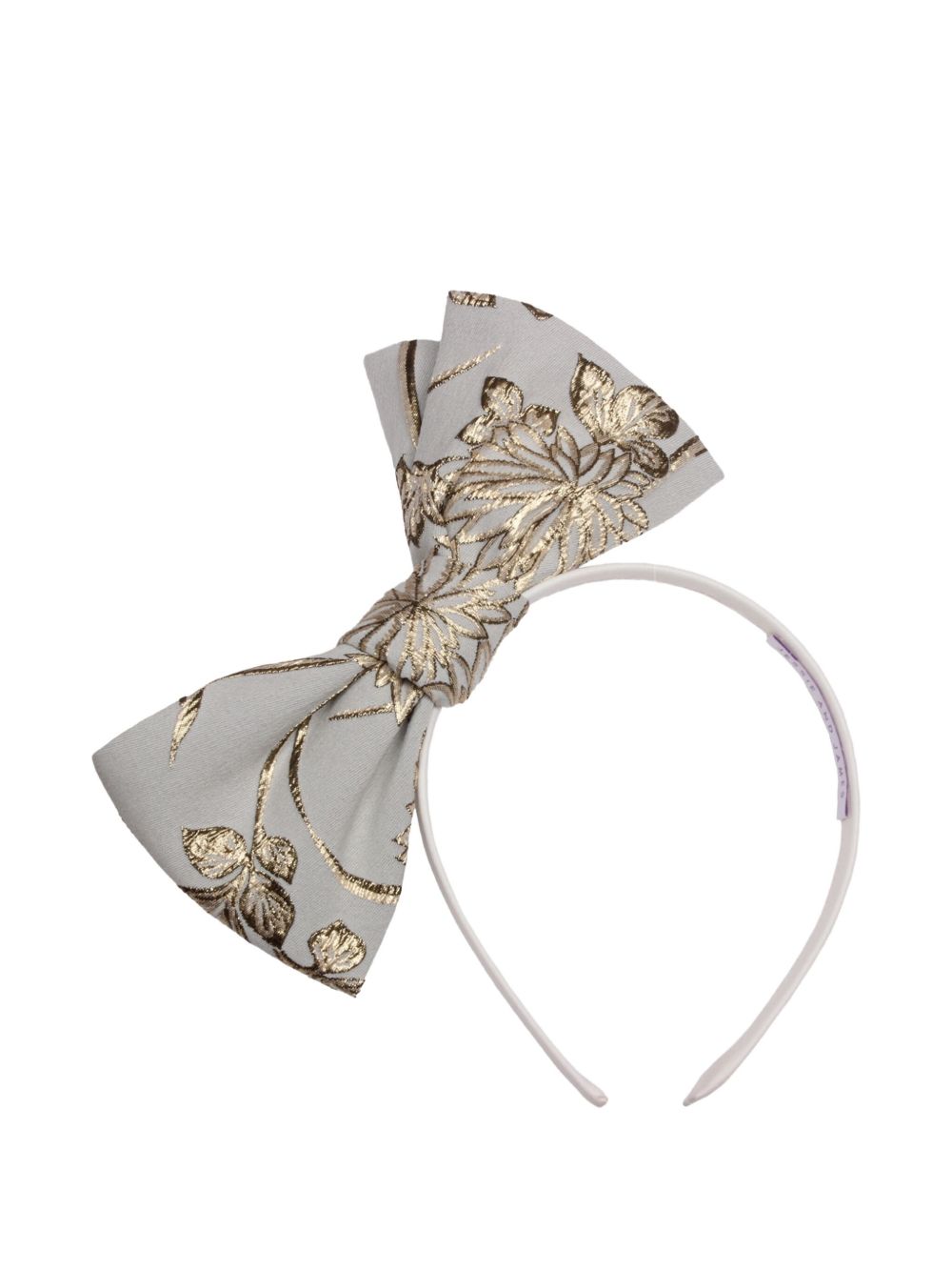 Floral-brocade bow headband - Gold