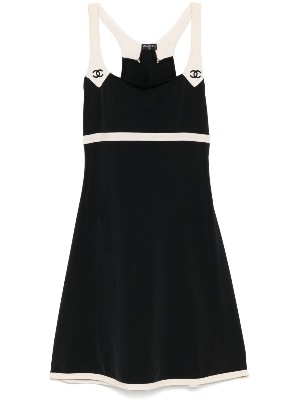 2000s CC-logo embroidery beach dress - Black