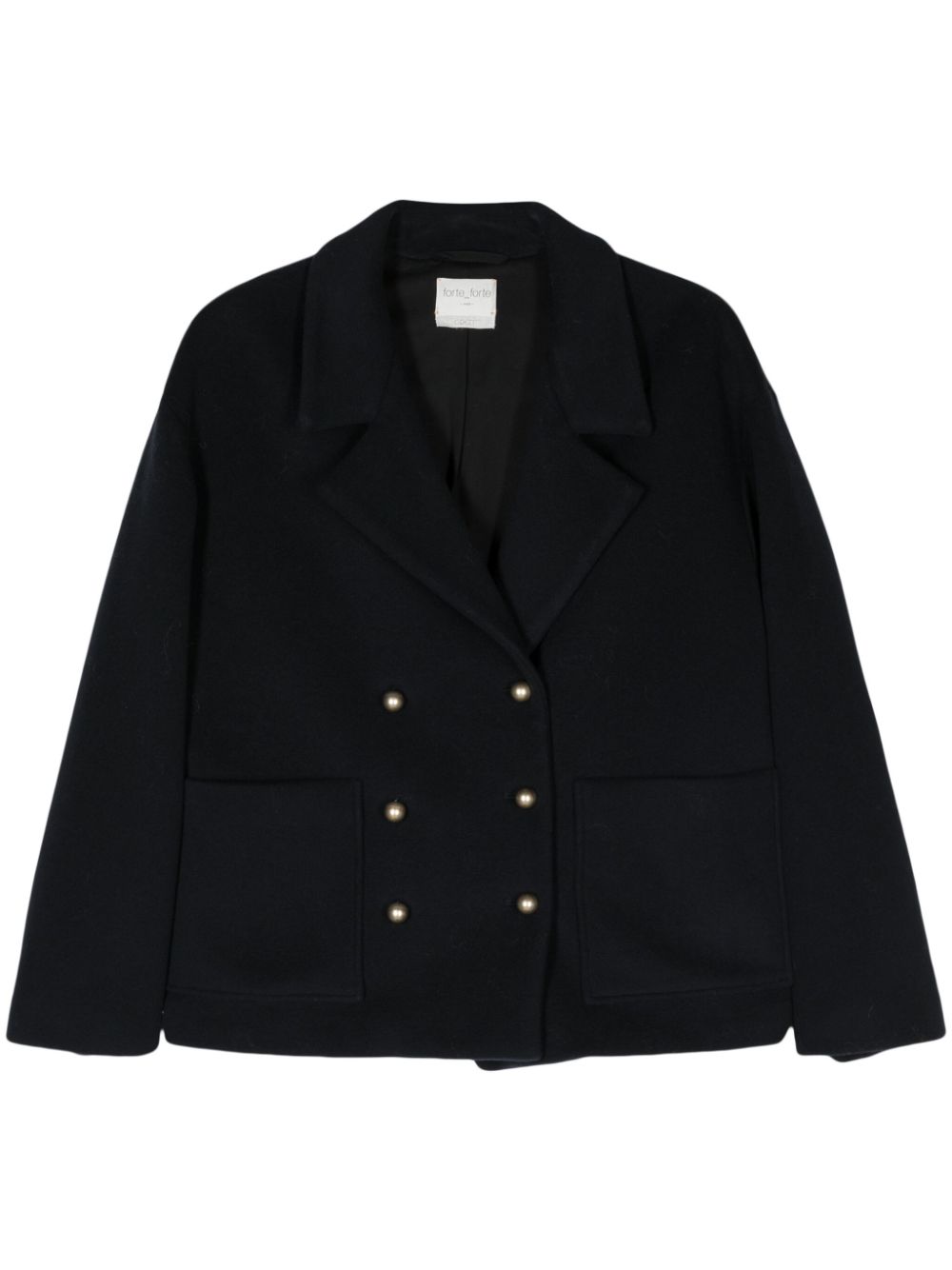 Double-breasted wool-blend jacket - Blue