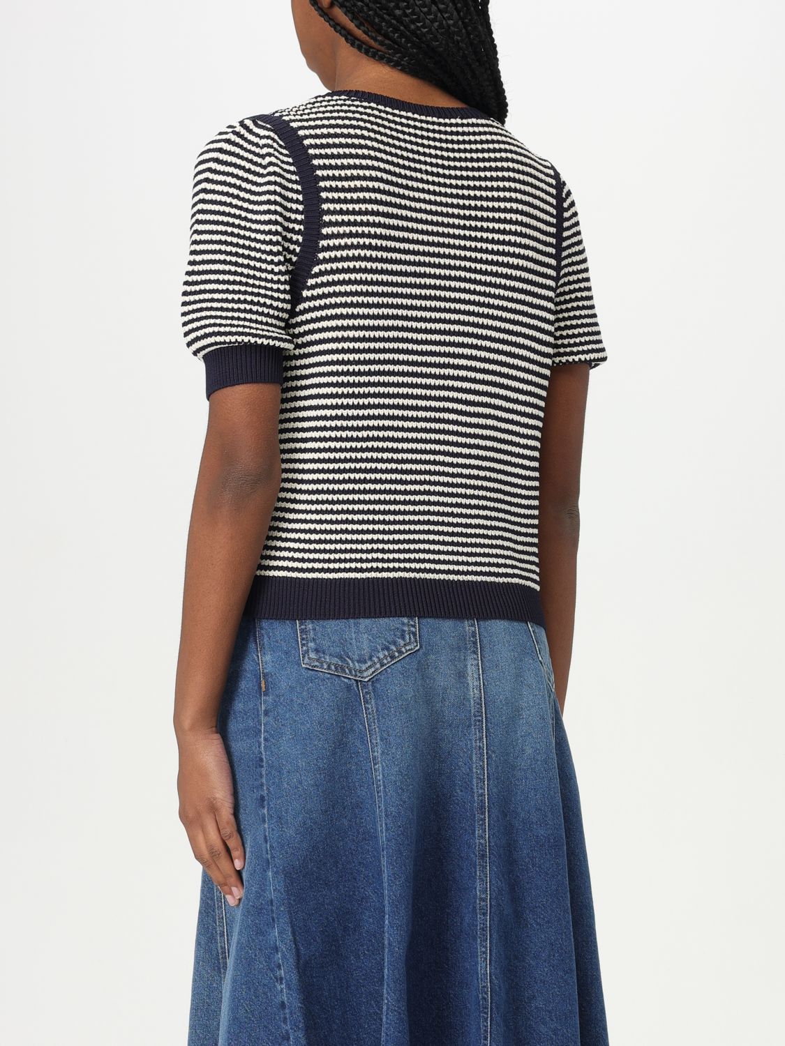 Embroidered striped T-shirt - White