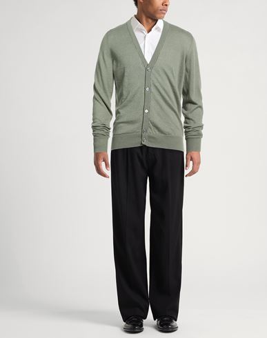 Man Cardigan Sage green Size 38 Linen, Cotton