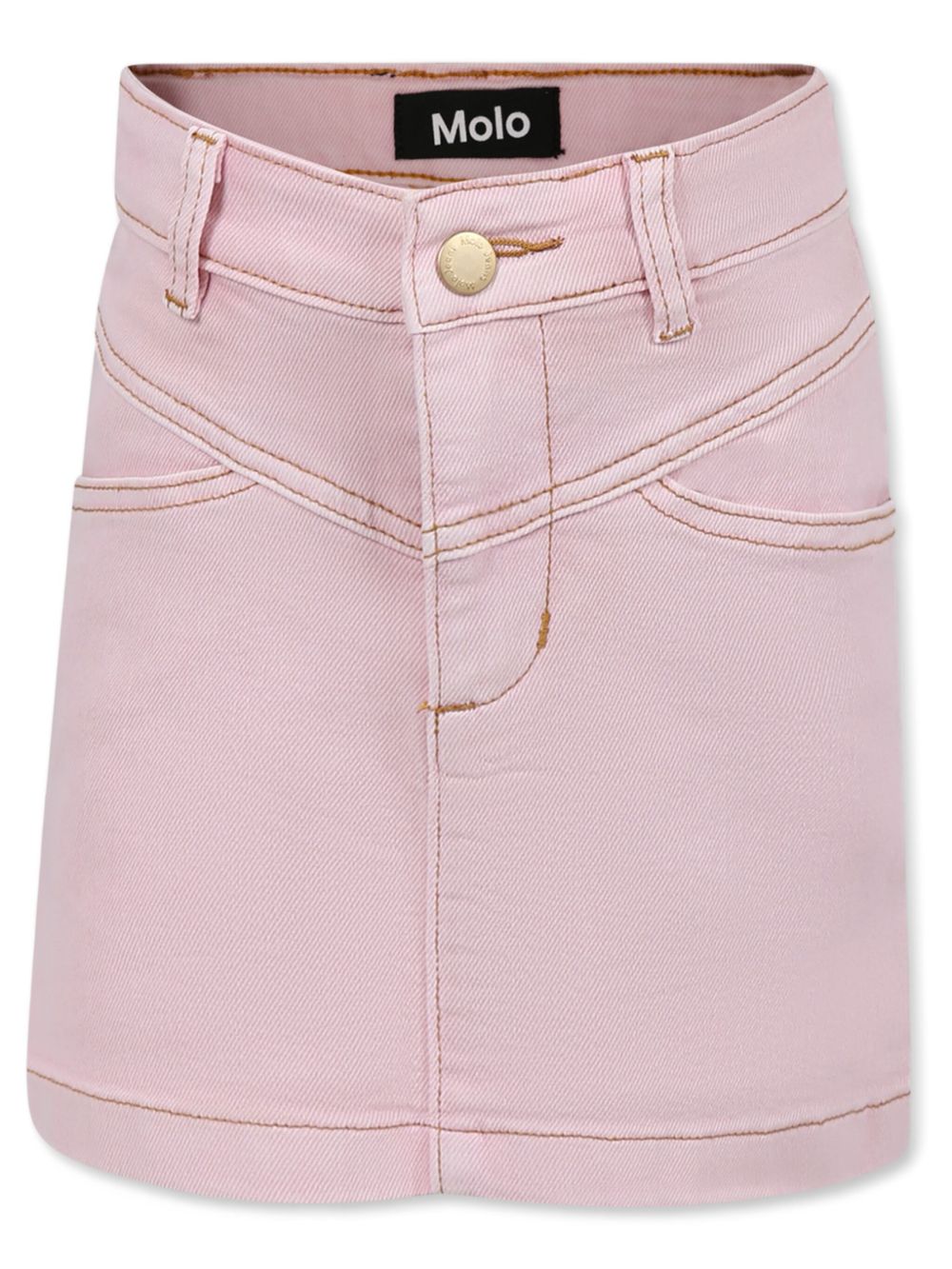 Logo-tag denim skirt - Pink
