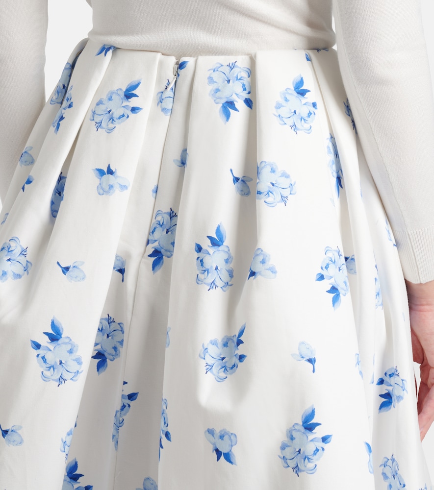 Victoria floral pleated cotton maxi skirt