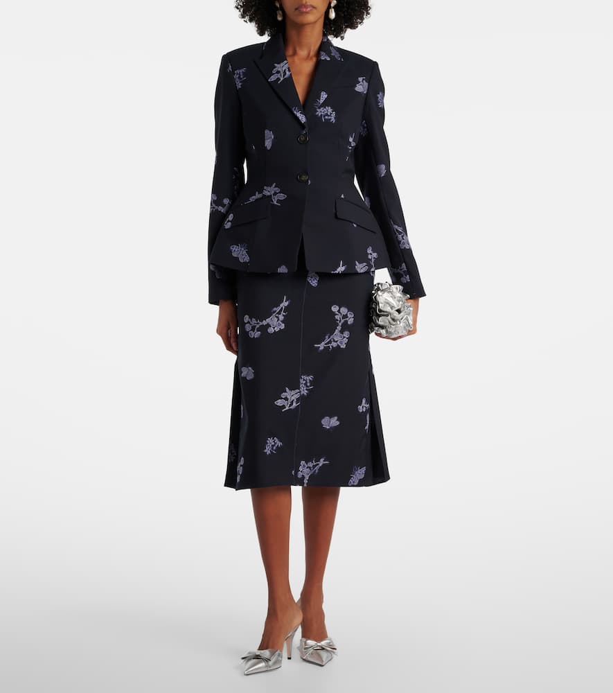 Wool and cotton jacquard blazer