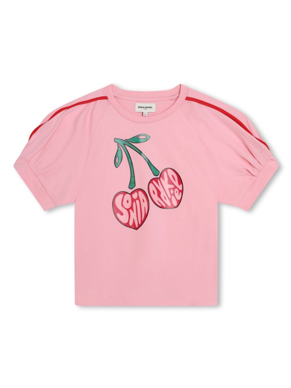 Cherry logo-print organic cotton T-shirt - Pink