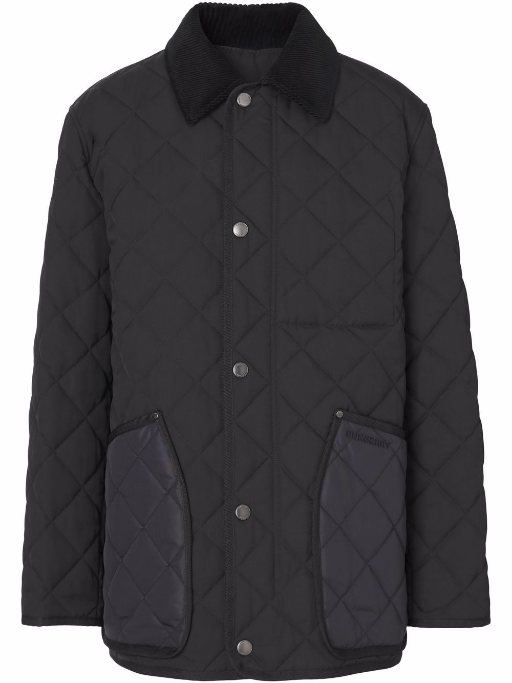 Corduroy-collar quilted jacket