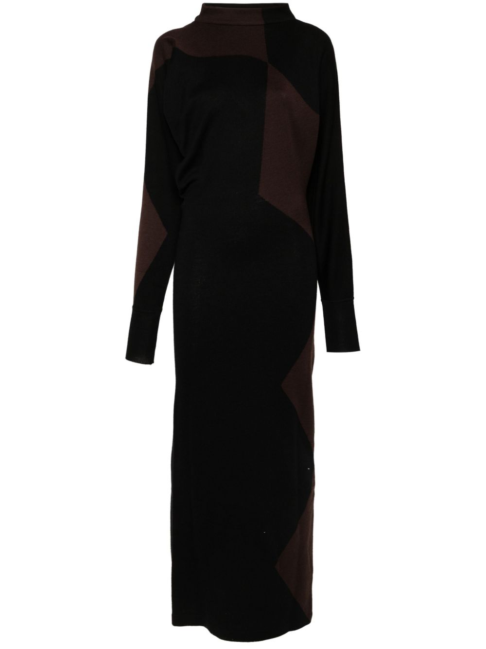 Scoop-back knitted maxi dress - Black