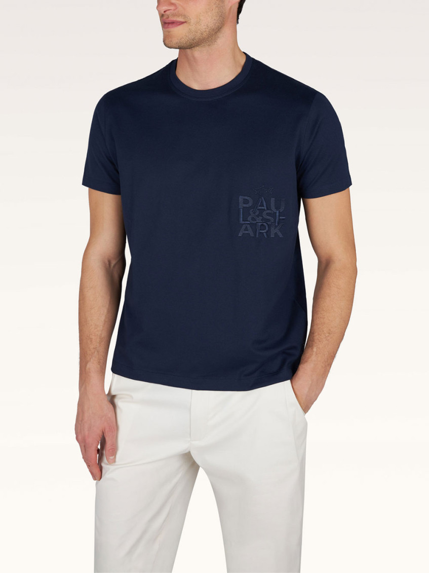 Paul & Shark - embroidered cotton jersey crew neck t shirt