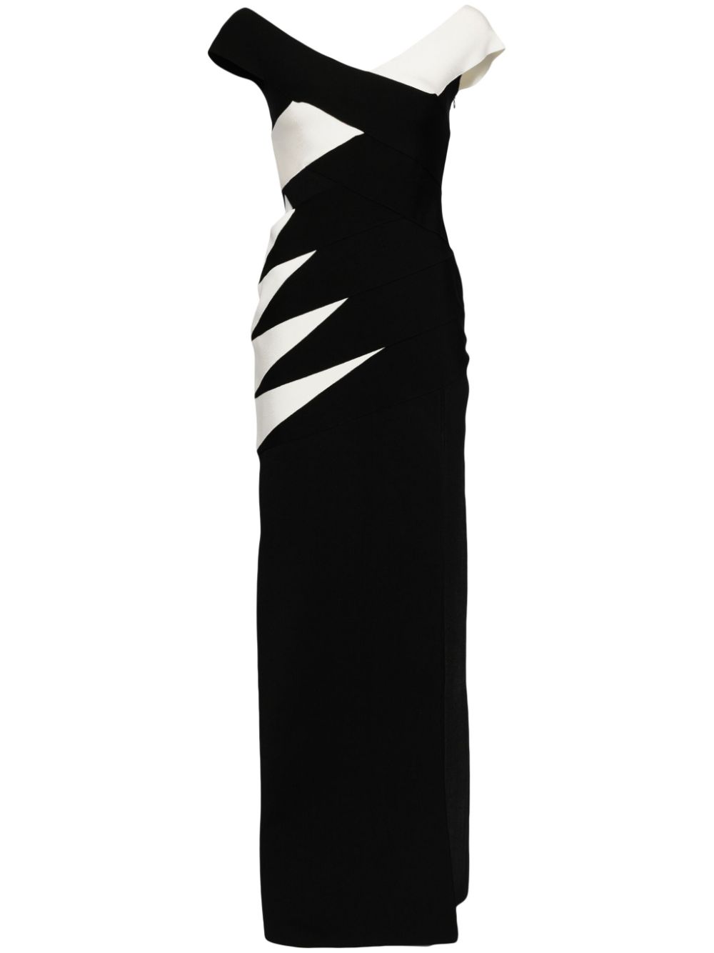 Off-shoulder panelled gown - Black