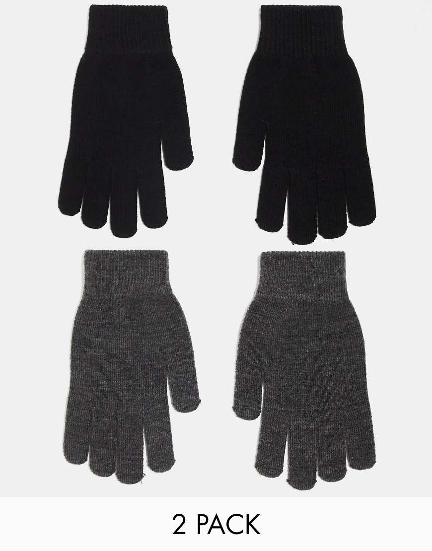 Monki 2-pack gloves in black and gray