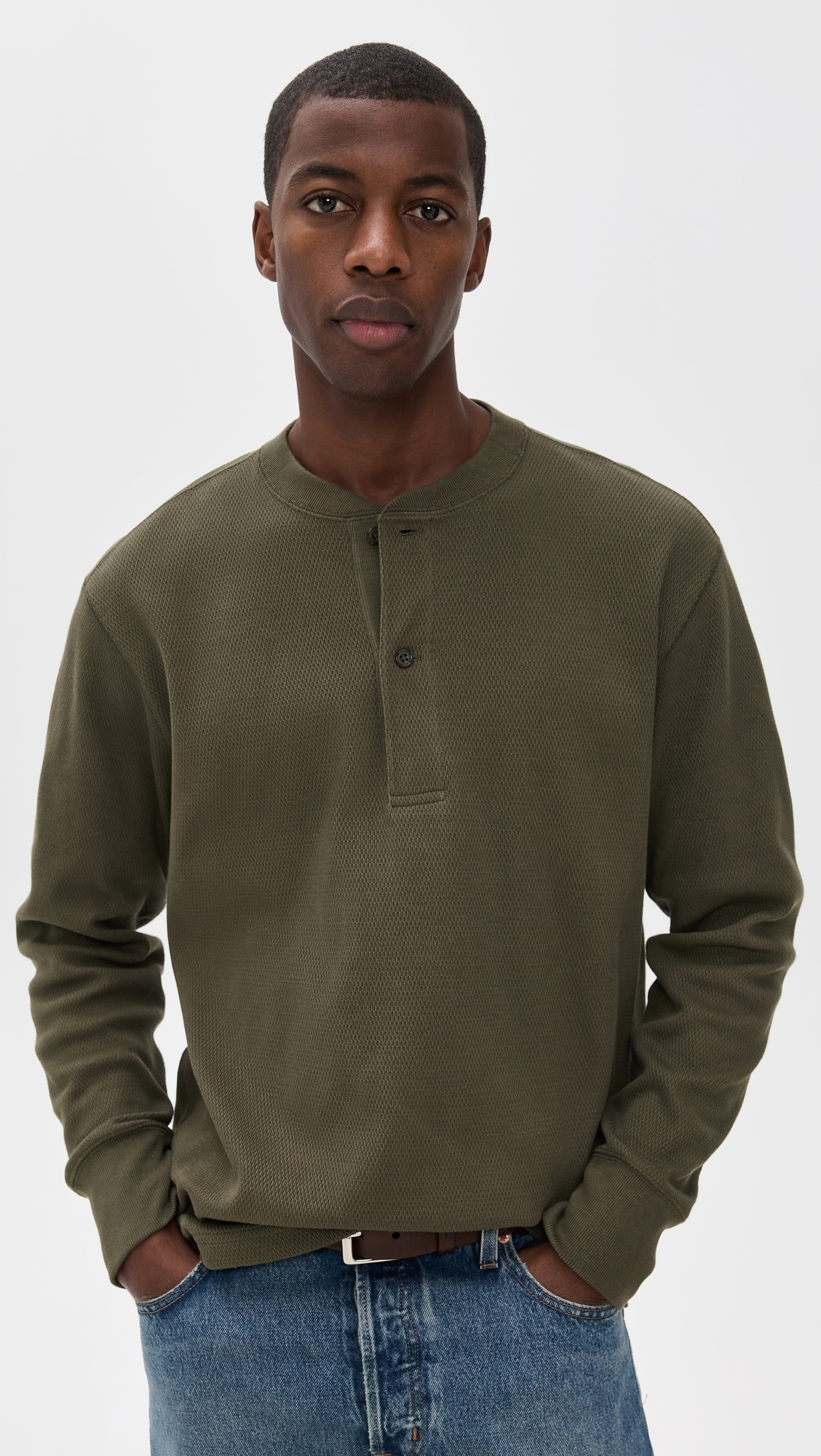 Waffle Knit Henley Top