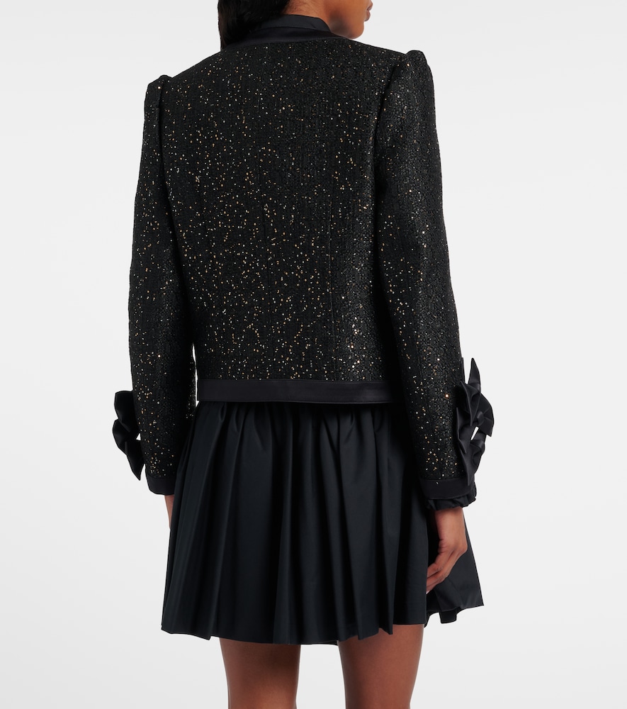 Satin-trimmed sequined jacket