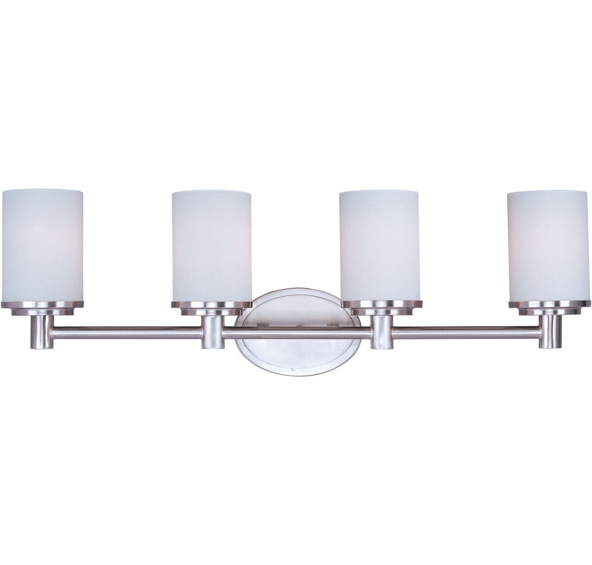 Maxim Cylinder 29" 4-Light Satin White Bathroom Vanity Light in Satin Nicke