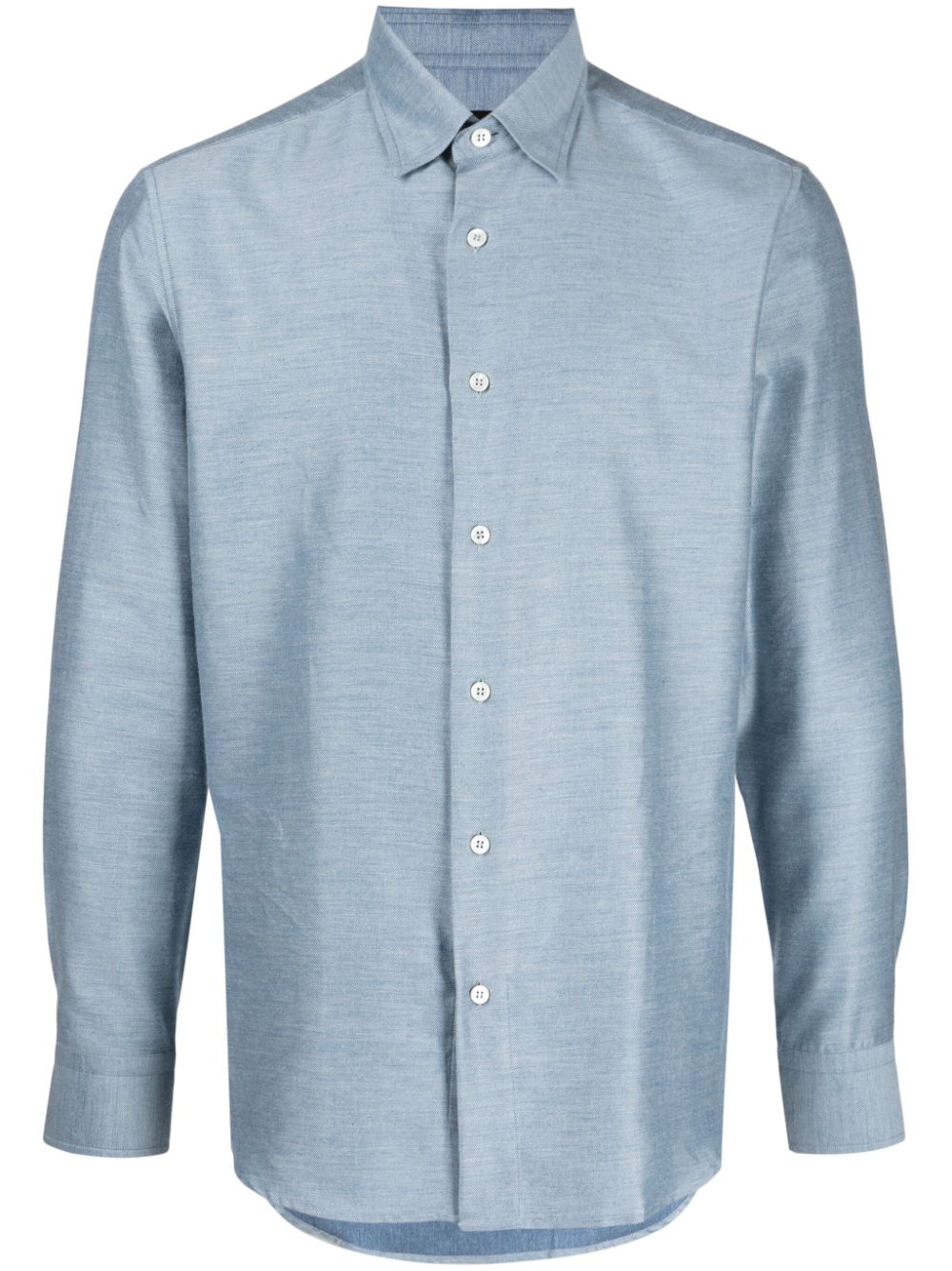 Long-sleeve cotton-cashmere shirt - Blue