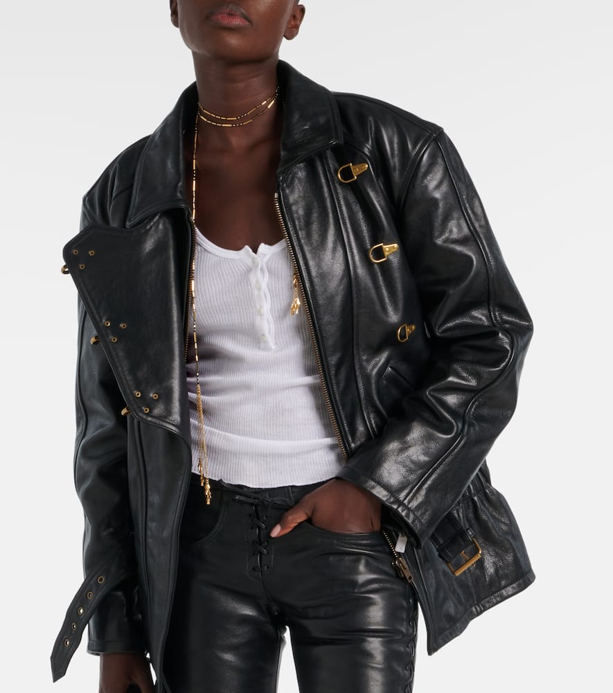 Caitlyn belted leather jacket