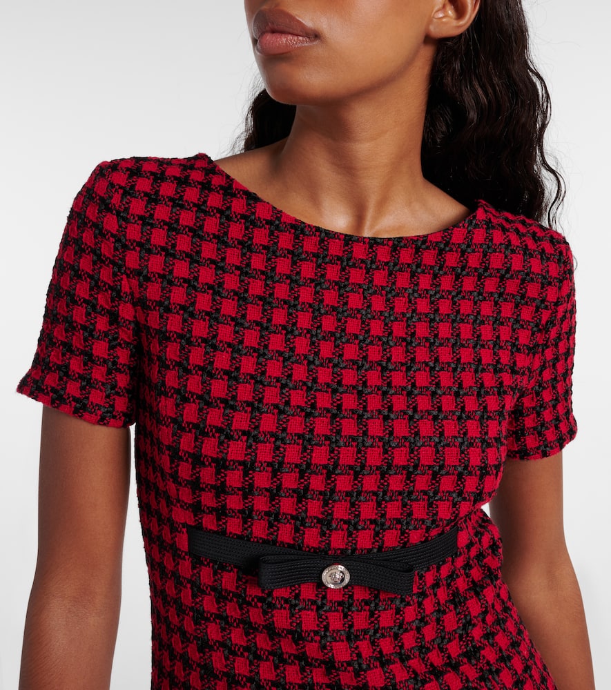 Checked wool-blend tweed mini dress
