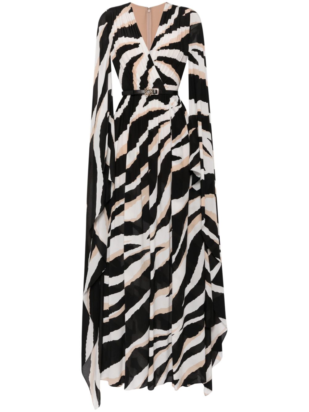 Zebra-print silk dress - White