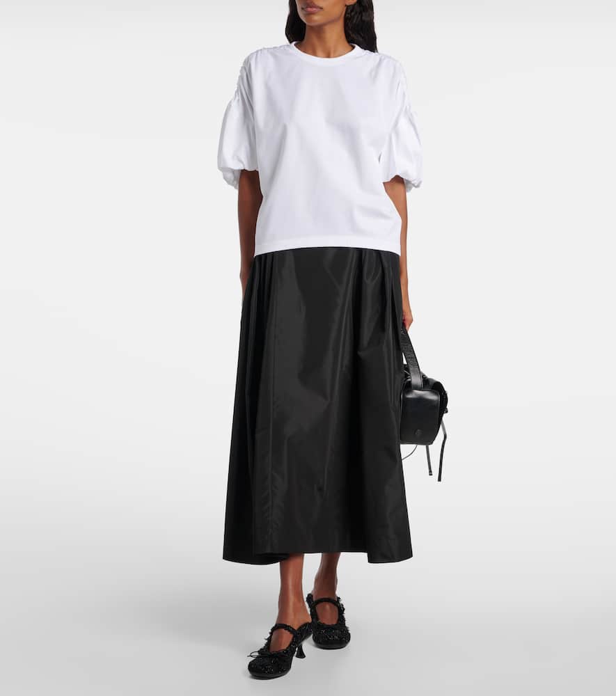 Gathered cotton jersey T-shirt